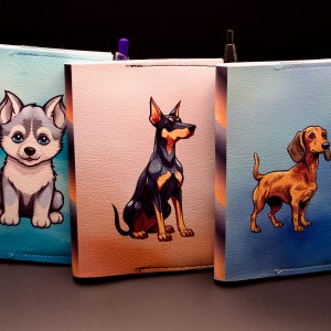 Small Vinyl Dog Notebook Cover with notebook & pen