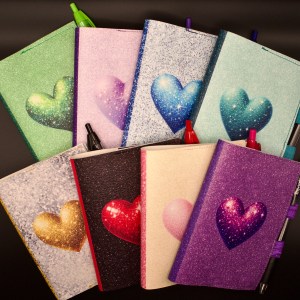 Small Vinyl Hearts Notebook Cover with Notebook & Pen