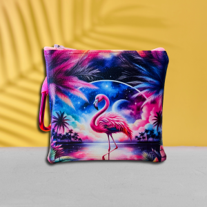 Flamingo Vinyl Pouch with Carabiner