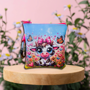Cute Cow Vinyl Pouch with Carabiner