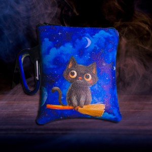 Black Cat Vinyl Pouch with Carabiner