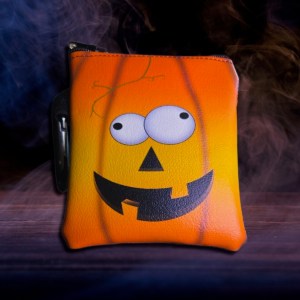 Silly Jack 'O Lantern Vinyl Pouch with Carabiner