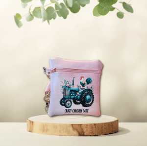 Tractor Chicken Vinyl Pouch with Lobster Clasp