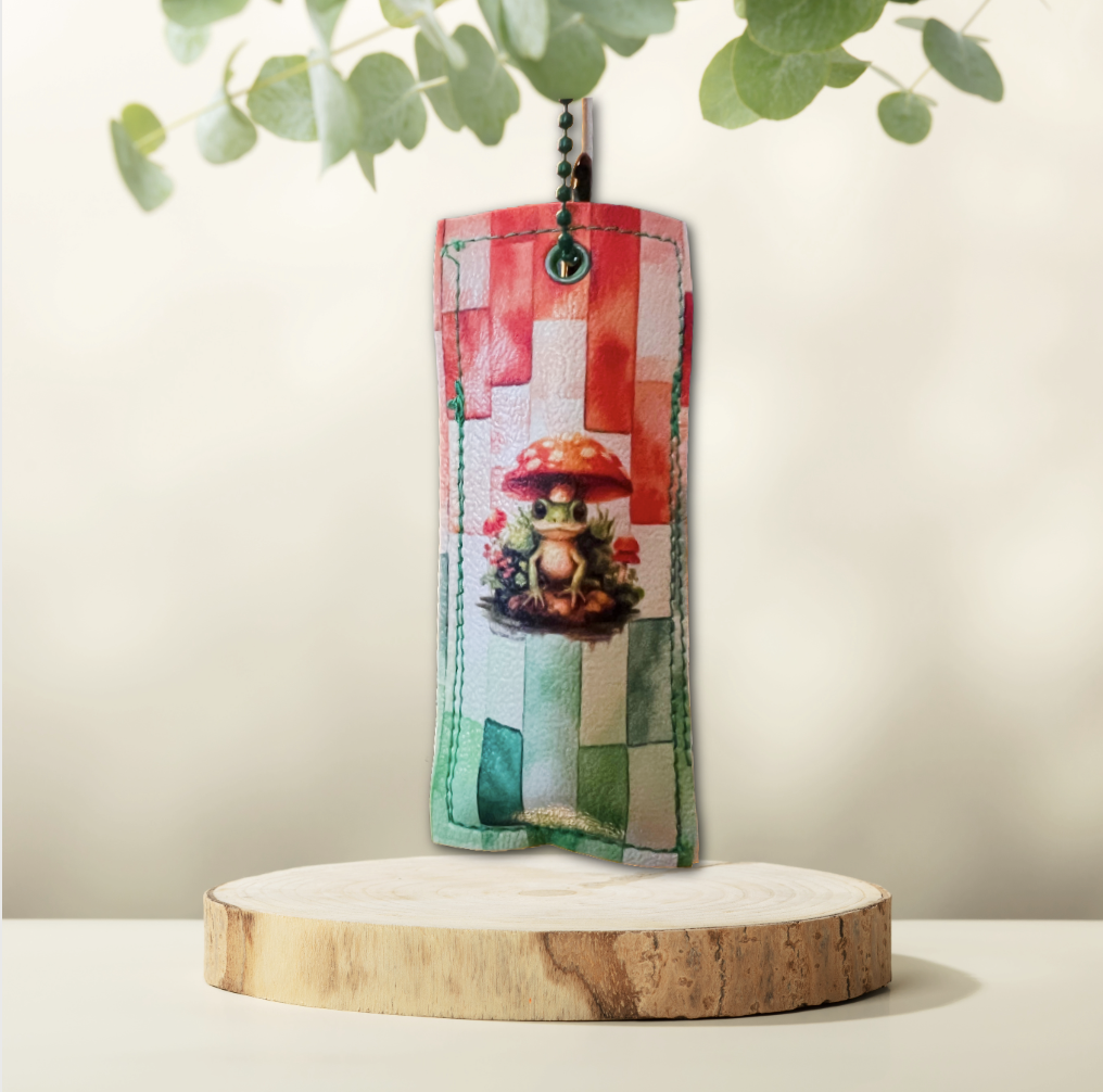 Froggy Mushroom Plaid Chapstick Holder
