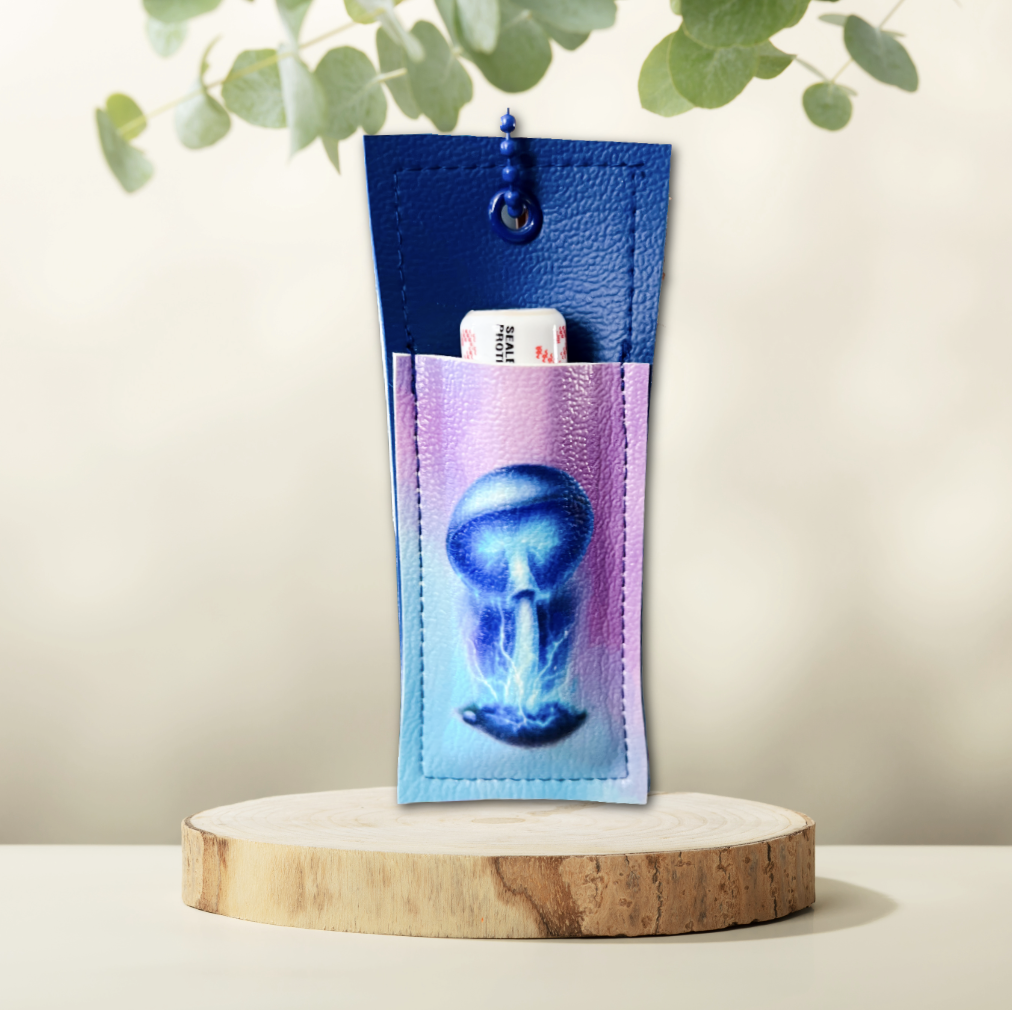 Blue Mushroom Chapstick Holder