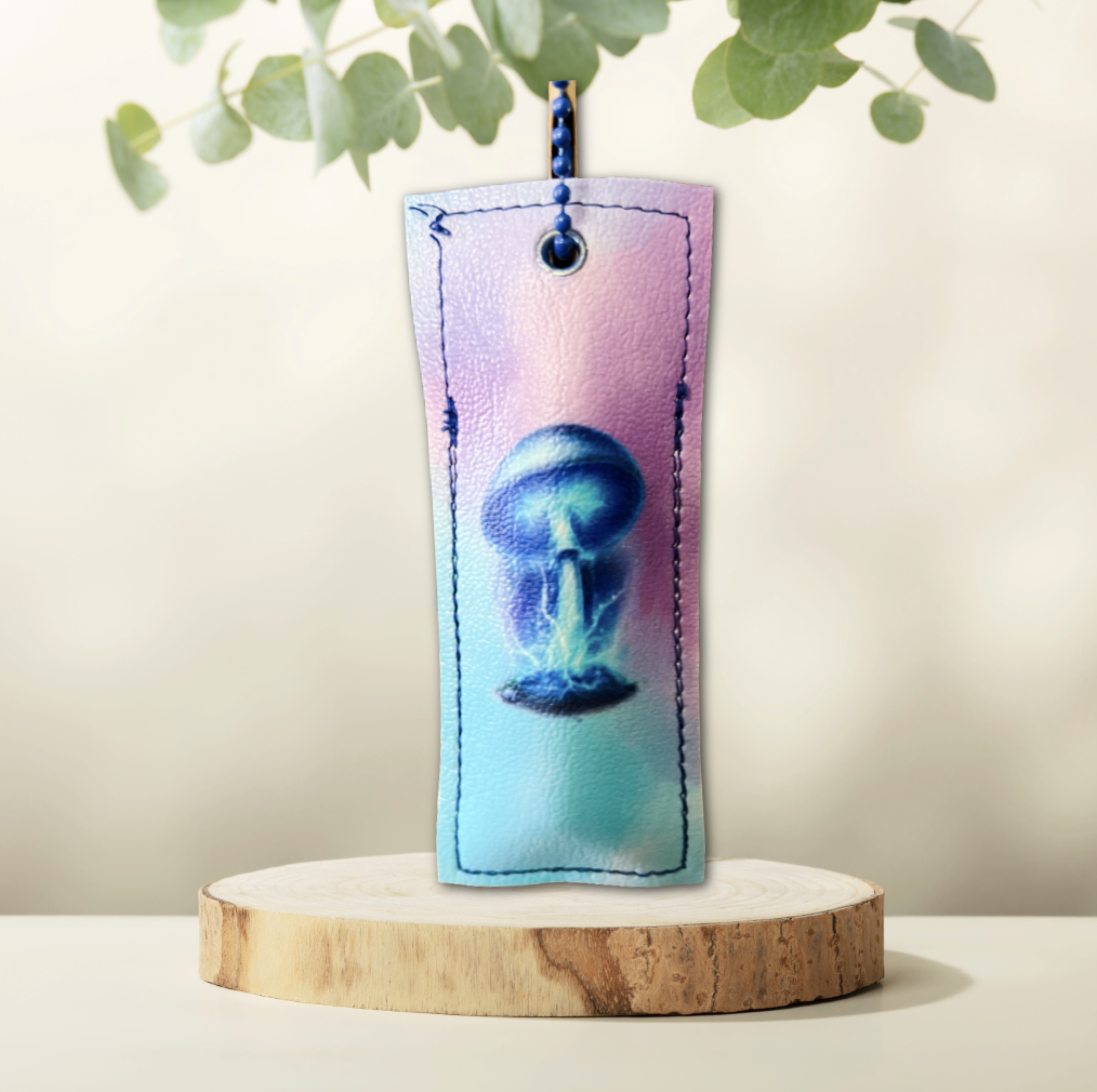 Blue Mushroom Chapstick Holder
