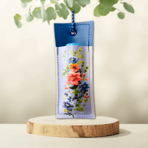 Blue & Pink Flowers Chapstick Holder