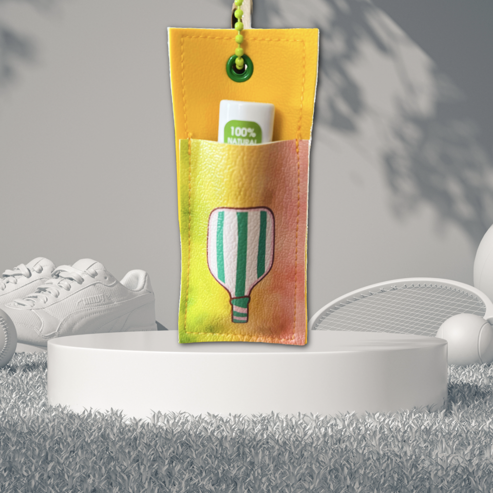 Green & White Striped Pickle Paddle Chapstick Holder