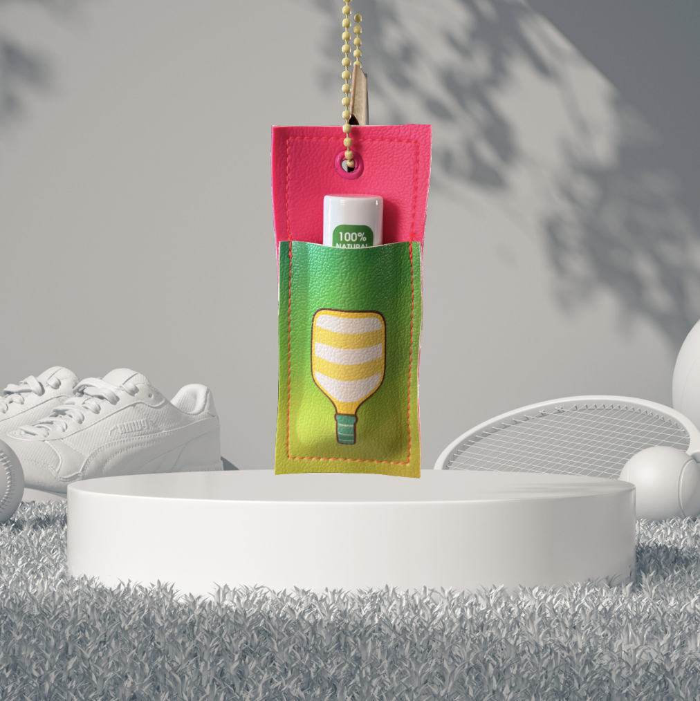 Yellow & White Striped Pickle Paddle Chapstick Holder