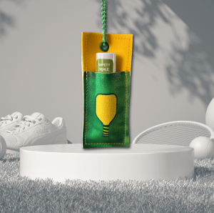 Yellow Paddle with Striped Handle Pickle Paddle Chapstick Holder