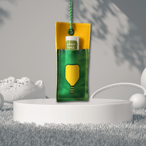 Yellow Paddle with Striped Handle Pickle Paddle Chapstick Holder
