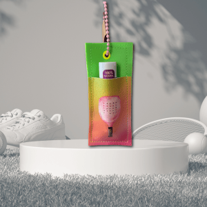 Pink Paddle with Tan Handle PickleBall Chapstick Holder