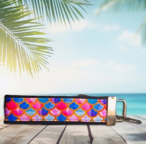 Blue Pink Scales Summer Fob Wristlet