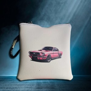 Pink Mustang Vinyl Pouch with Carabiner
