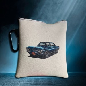 Blue Corvair Vinyl Pouch with Carabiner
