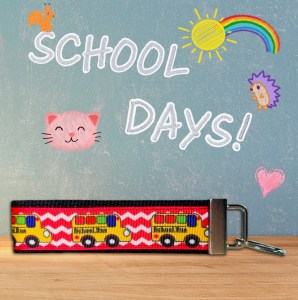 School Bus with Red Chevrons Career Fob Wristlet