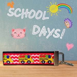 School Bus with Red Chevrons Career Fob Wristlet