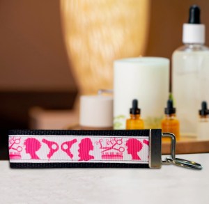 Pink & White Salon Career Fob Wristlet