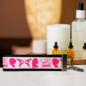 Pink & White Salon Career Fob Wristlet