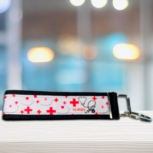 Nurses Red & White Career Fob Wristlet